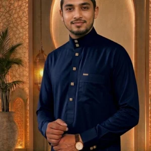 ব্যান্ড কলার নেভি ব্লু এরাবিয়ান জুব্বা