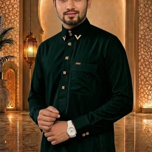 VIP শার্ট কলার কালো এরাবিয়ান জুব্বা